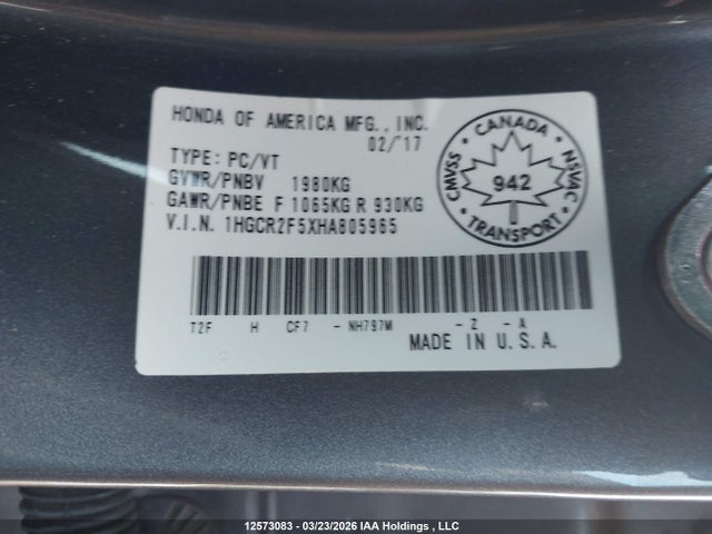 1HGCR2F5XHA805965 Honda Accord