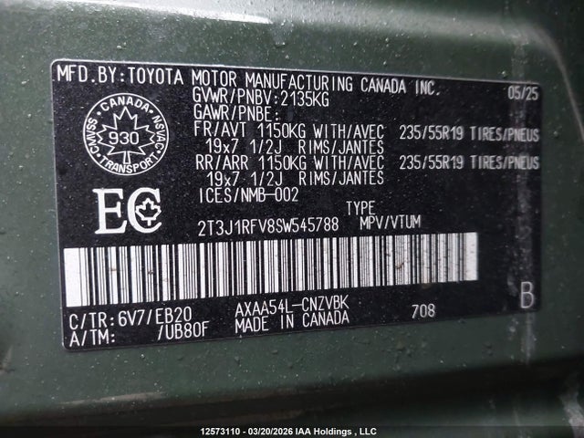 2T3J1RFV8SW545788 Toyota Rav4 Adventure/trd Off Road