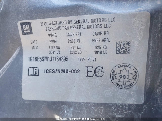 1G1BE5SM1J7134895 Chevrolet Cruze