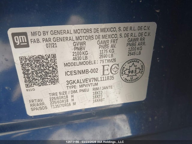 3GKALVEV7NL111835 GMC Terrain Slt