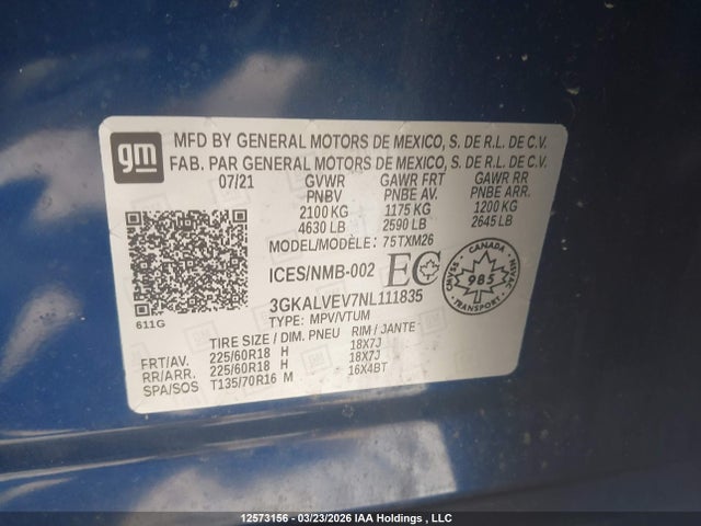 3GKALVEV7NL111835 GMC Terrain Slt