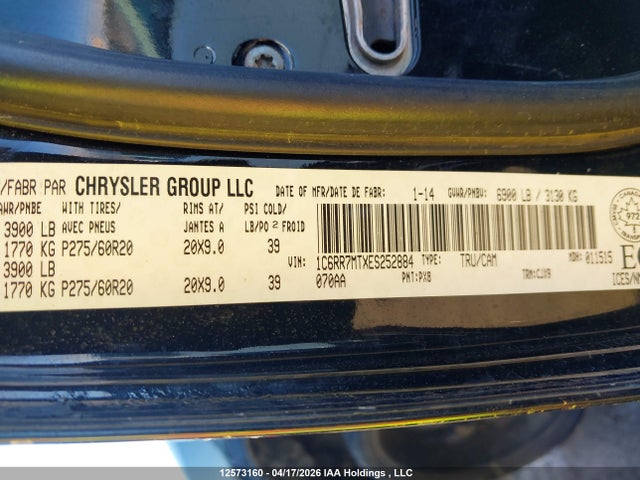 1C6RR7MTXES252884 Dodge RAM 1500