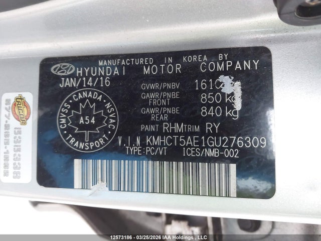 Продажа на аукционе авто 2016 Hyundai Accent Se, vin: KMHCT5AE1GU276309, номер лота: 12573186