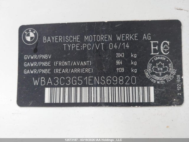 WBA3C3G51ENS69820 BMW 320i Xdrive