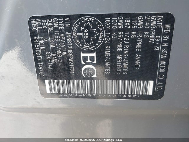 Aukcja sprzedaży 2023 Nissan Rogue Sv, vin: JN8BT3BB6PW217211, numer aukcji: 12573189