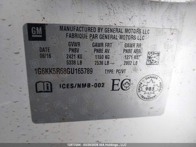 1G6KK5R68GU165789 Cadillac Ct6 3.0l Twin Turbo Platinum