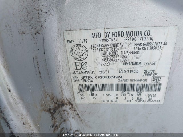 Продаж на аукціоні авто 2013 Ford F-150 Stx, vin: 1FTFX1CF2DKD74924, номер лоту: 12573216