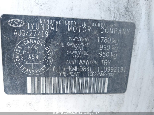 KMHD84LF1LU992191 Hyundai Elantra Preferred Auto Ivt