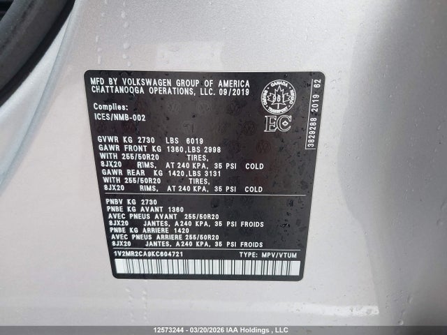 1V2MR2CA9KC604721 Volkswagen ATLAS SEL