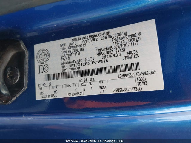 Aukcja sprzedaży 2015 Ford F-150, vin: 1FTEX1EP8FFC39878, numer aukcji: 12573253