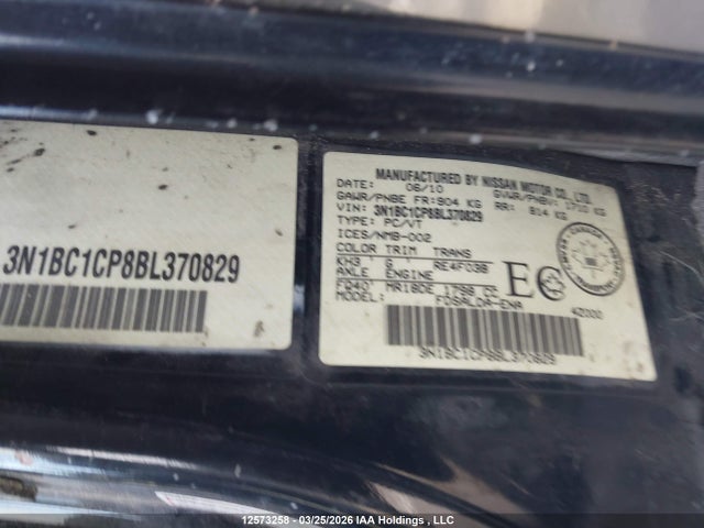 Продажа на аукционе авто 2011 Nissan Versa S/sl, vin: 3N1BC1CP8BL370829, номер лота: 12573258