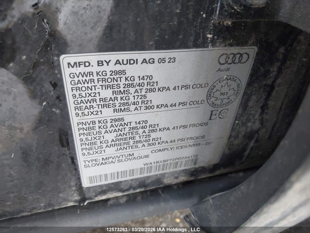 Продаж на аукціоні авто 2023 Audi Q7, vin: WA1BXBF72PD024172, номер лоту: 12573263