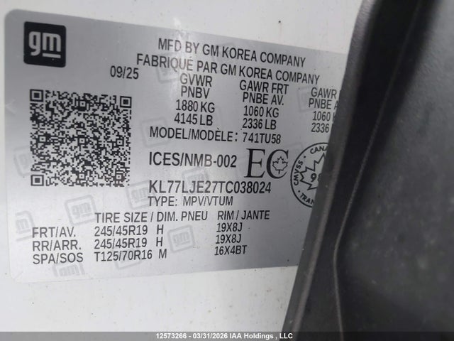 KL77LJE27TC038024 Chevrolet Trax 2rs Fwd