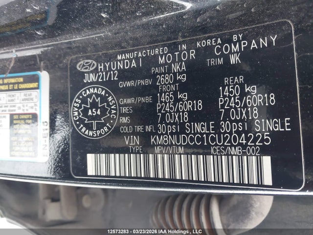 Продаж на аукціоні авто 2012 Hyundai Veracruz Gls/limited, vin: KM8NUDCC1CU204225, номер лоту: 12573283