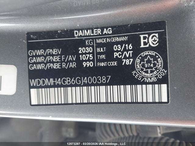 WDDMH4GB6GJ400387 Mercedes-Benz B 250 4matic