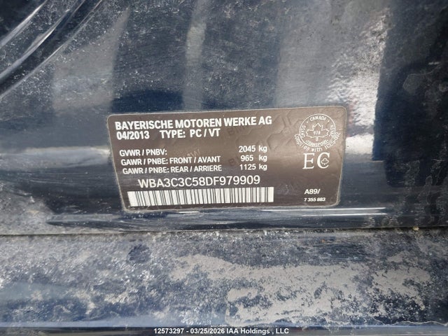 Aukcja sprzedaży 2013 Bmw 320 I Xdrive, vin: WBA3C3C58DF979909, numer aukcji: 12573297
