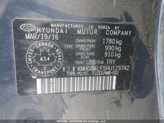 KMHD84LF5HU129742 Hyundai Elantra