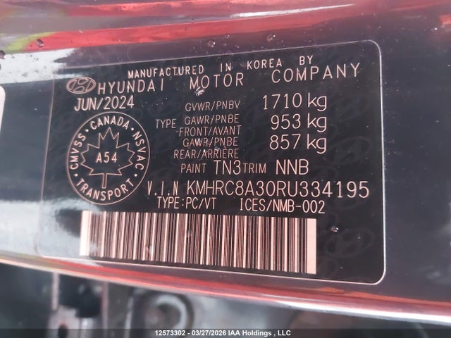 12573302 :رقم المزاد ، KMHRC8A30RU334195 vin ، 2024 Hyundai Venue Preferred With Two-tone مزاد بيع