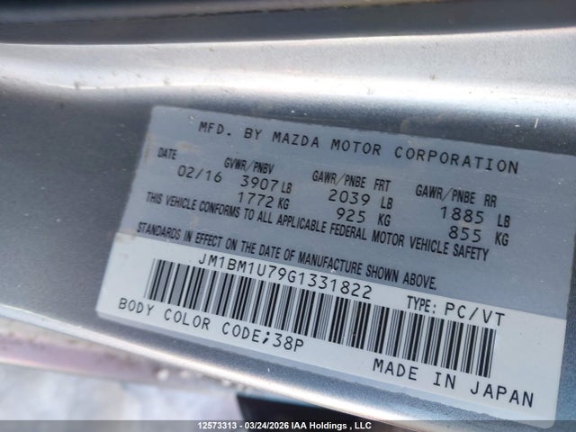 JM1BM1U79G1331822 Mazda MAZDA3
