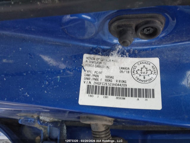 Aukcja sprzedaży 2018 Honda Civic, vin: 2HGFC2E52JH044209, numer aukcji: 12573320