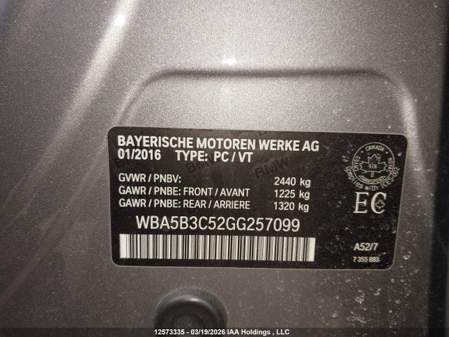 WBA5B3C52GG257099 BMW 535 XI
