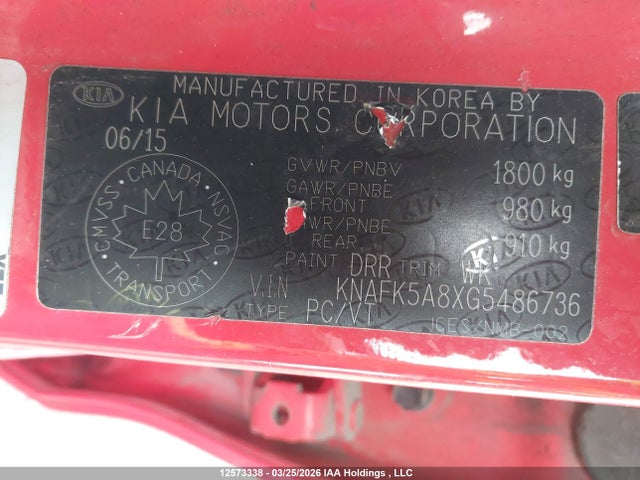 KNAFK5A8XG5486736 KIA FORTE LX