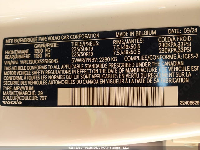 YV4L12UCXS2516042 Volvo Xc40 B5 Plus Dark Theme