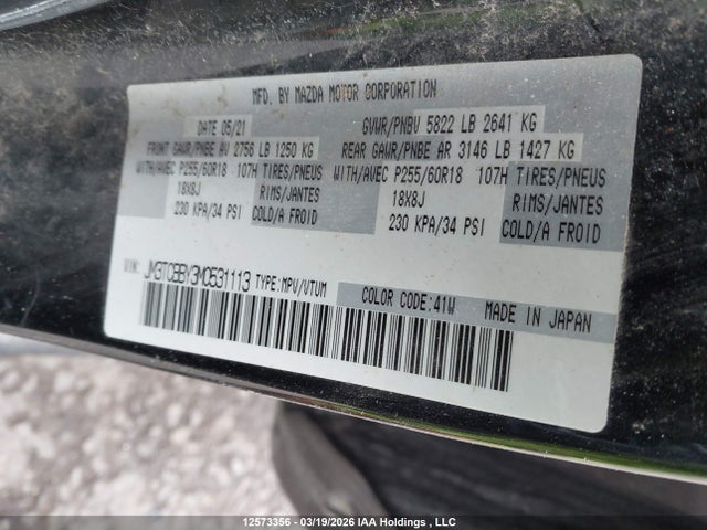 JM3TCBBY3M0531113 Mazda CX-9 SPORT