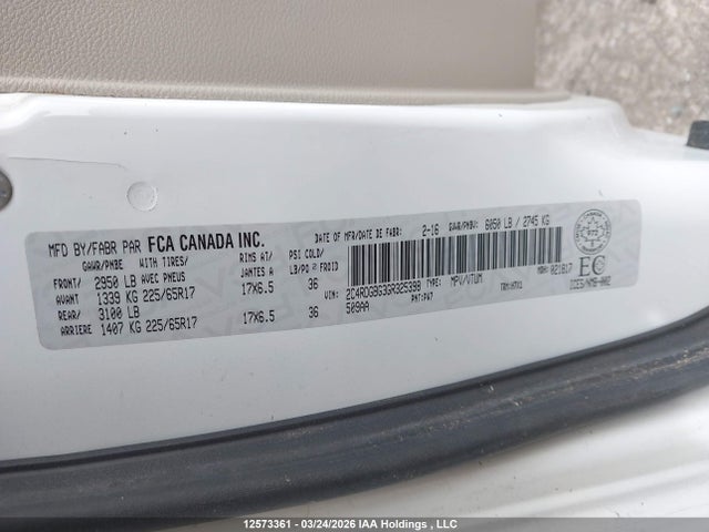 12573361 :رقم المزاد ، 2C4RDGBG3GR325398 vin ، 2016 Dodge Grand Caravan Se مزاد بيع