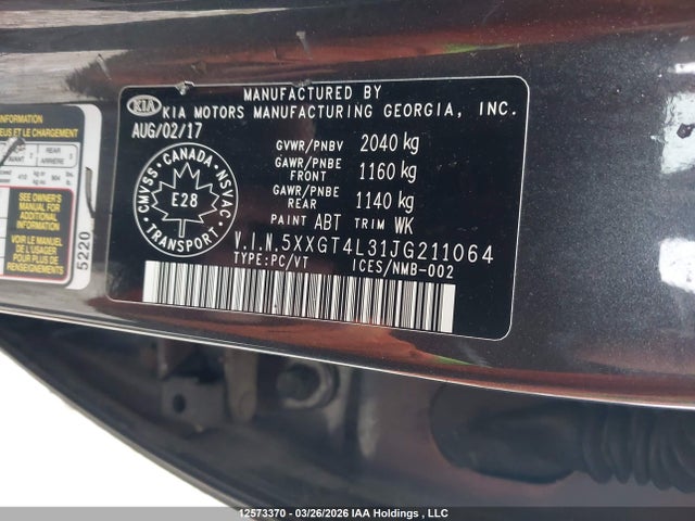 5XXGT4L31JG211064 KIA Optima Lx/lx+