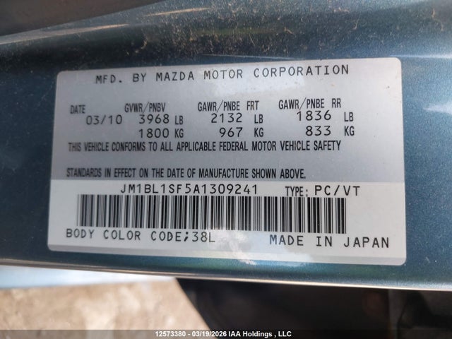 Aukcja sprzedaży 2010 Mazda 3 I, vin: JM1BL1SF5A1309241, numer aukcji: 12573380
