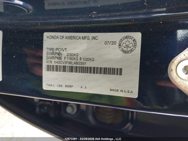 1HGCV3F96LA800551 Honda Accord Hybrid Touring
