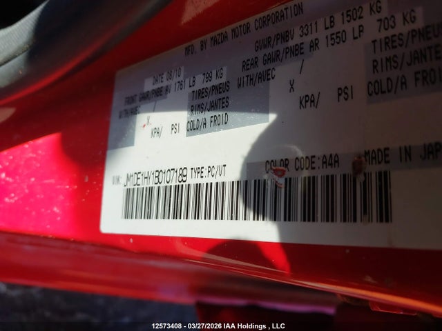 Aukcja sprzedaży 2011 Mazda Mazda2, vin: JM1DE1HY1B0107189, numer aukcji: 12573408