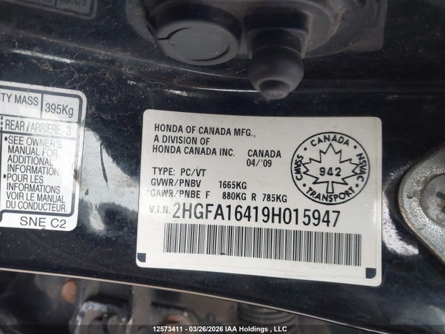 Продажа на аукционе авто 2009 Honda Civic Dx-g, vin: 2HGFA16419H015947, номер лота: 12573411