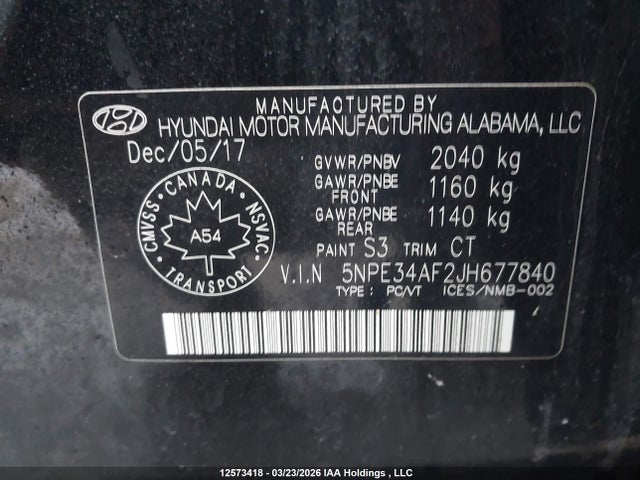 Продаж на аукціоні авто 2018 Hyundai Sonata Sport, vin: 5NPE34AF2JH677840, номер лоту: 12573418