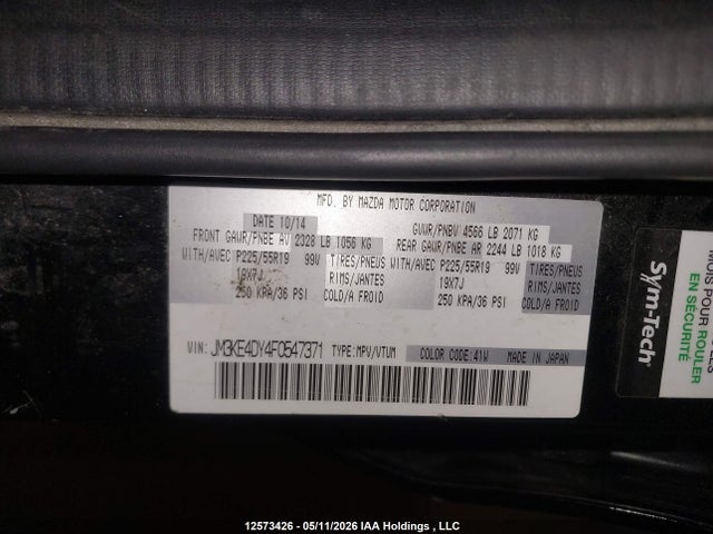 Aukcja sprzedaży 2015 Mazda Cx -5 Gt 4dr Awd, vin: JM3KE4DY4F0547371, numer aukcji: 12573426