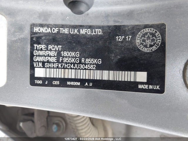SHHFK7H24JU304582 Honda Civic