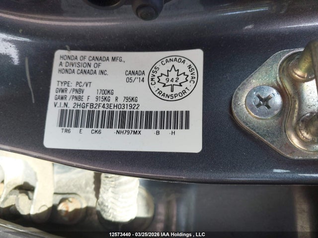 Продаж на аукціоні авто 2014 Honda Civic Lx, vin: 2HGFB2F43EH031922, номер лоту: 12573440
