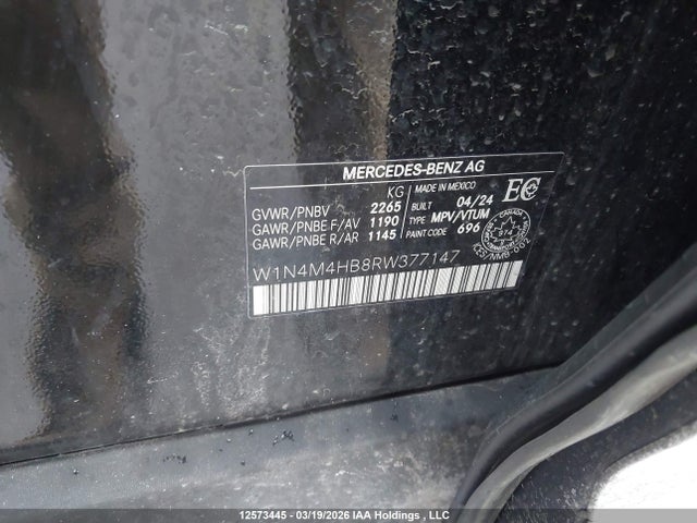 W1N4M4HB8RW377147 Mercedes-Benz Glb 250 4matic