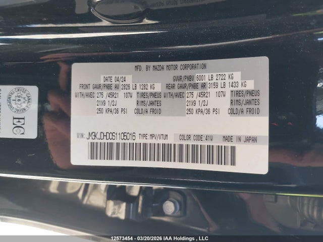 12573454 :رقم المزاد ، JM3KJDHD0S1105016 vin ، 2025 Mazda Cx-70 Premium مزاد بيع