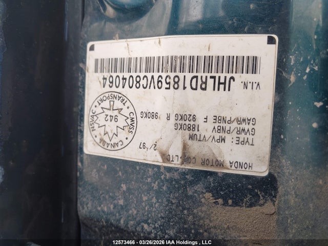 Продаж на аукціоні авто 1997 Honda Cr-v, vin: JHLRD1859VC804064, номер лоту: 12573466