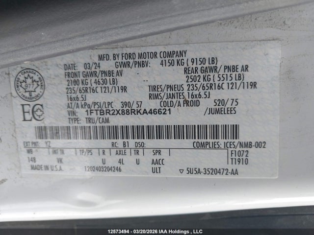 1FTBR2X88RKA46621 Ford Transit T-250