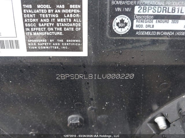 2BPSDRLB1LV000220 Skidoo Skidoo.