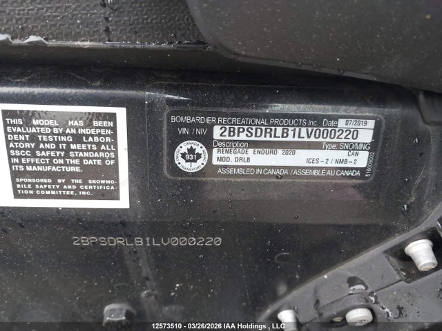 2BPSDRLB1LV000220 Skidoo Skidoo.