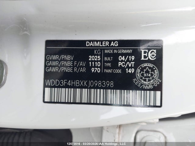 WDD3F4HBXKJ098398 Mercedes-Benz A 250 4matic