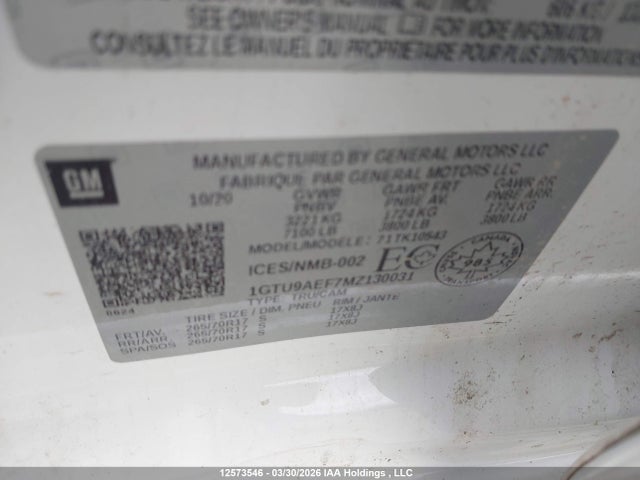 1GTU9AEF7MZ130031 GMC Sierra K1500