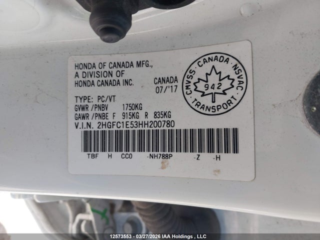 Продаж на аукціоні авто 2017 Honda Civic Si Si, vin: 2HGFC1E53HH200780, номер лоту: 12573553