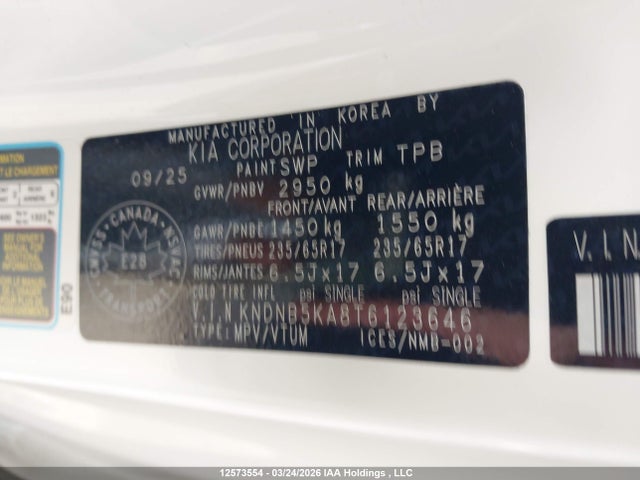 Продаж на аукціоні авто 2026 Kia Carnival Hev Lx+, vin: KNDNB5KA8T6123646, номер лоту: 12573554