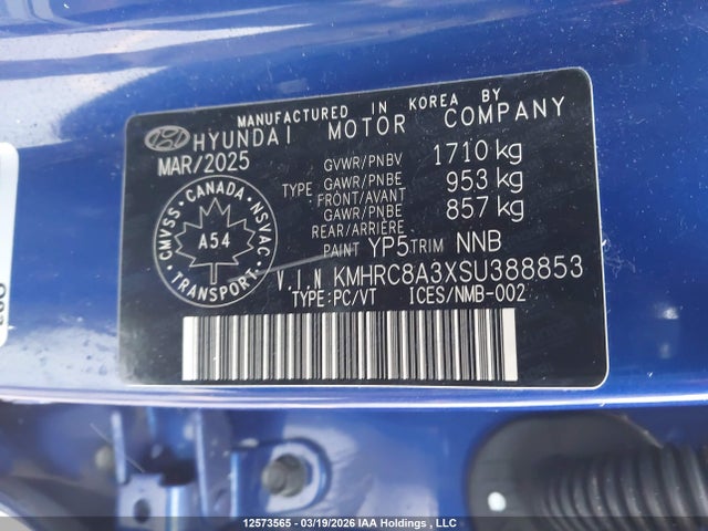 12573565 :رقم المزاد ، KMHRC8A3XSU388853 vin ، 2025 Hyundai Venue Sel/limited مزاد بيع