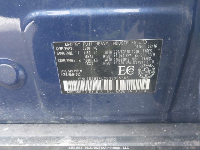 4S4BSFLC6G3305566 Subaru Legacy Outback